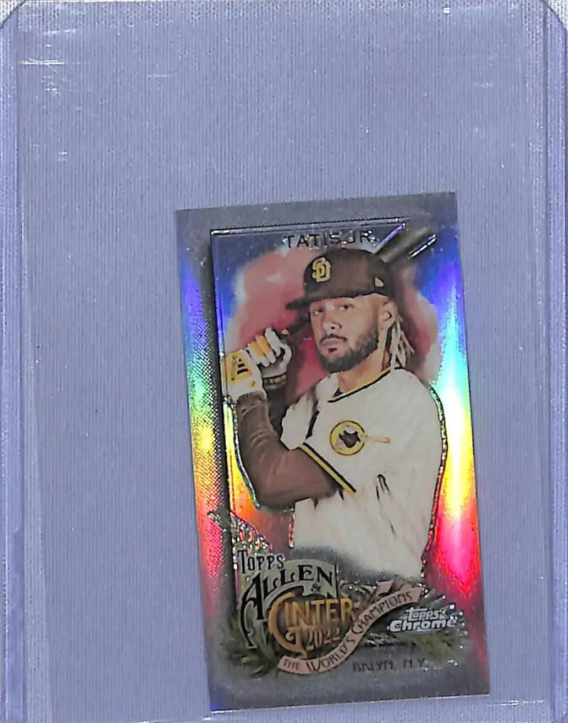 Holographic Topps Allen and Ginter Chrome Mini baseball card of Fernando Tatis Jr