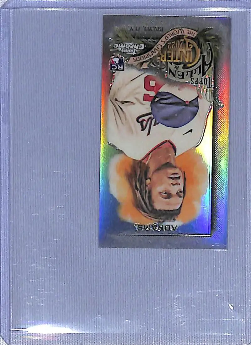 Holographic 2022 Topps Allen and Ginter Chrome Mini Refractor CJ Abrams baseball card in sleeve