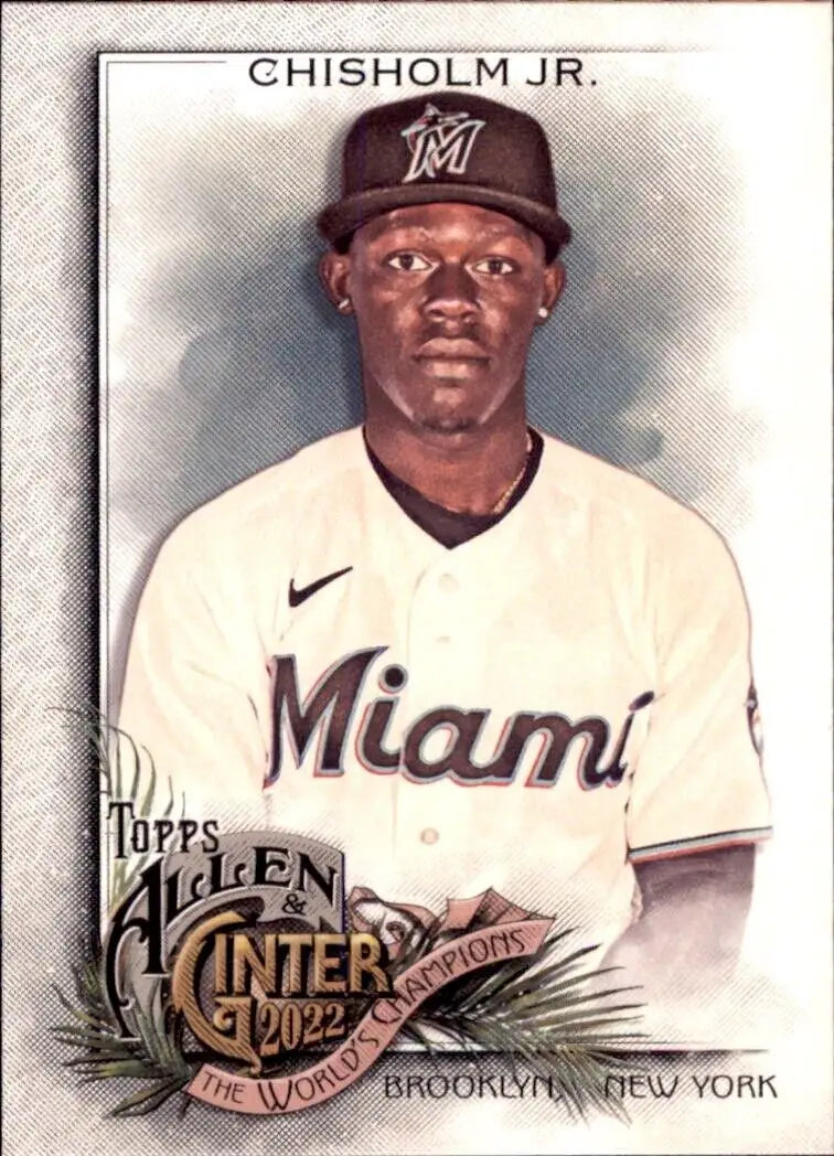 Baseball card of Jazz Chisholm Jr from 2022 Topps Ginter Jazz Chisholm Miami Marlins