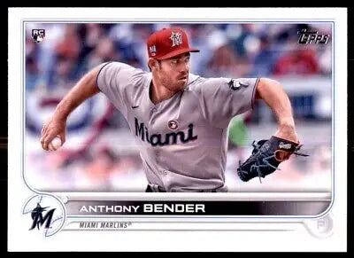 Anthony Bender 2022 Topps Rookie Baseball Card Miami Marlins #160 displayed center