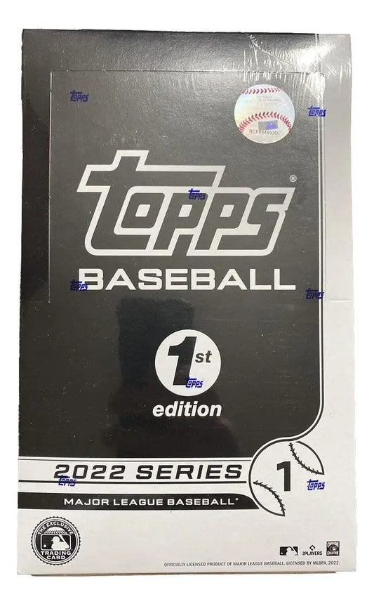 Box of Topps Baseball 1st Edition trading cards from the 2022 Series 1 collection