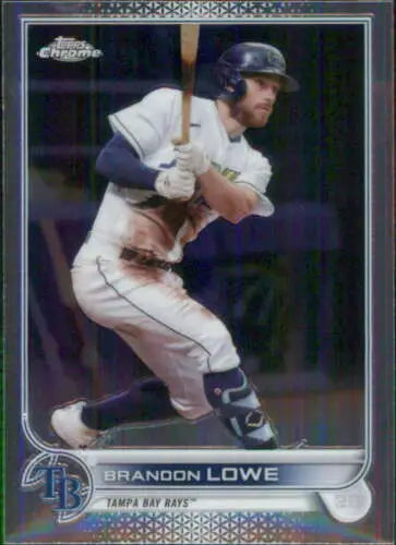 Brandon Lowe baseball card featuring original gloss from 2022 Topps Chrome #107 Rays