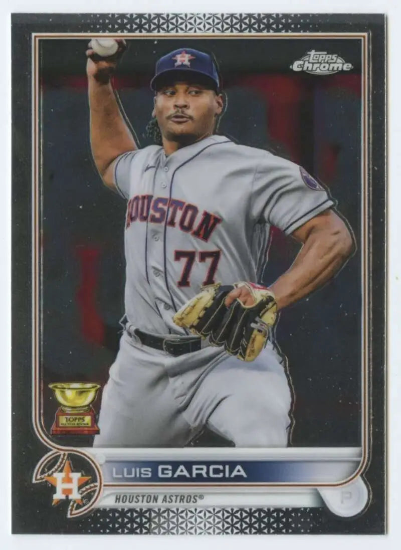 Luis Garcia Houston Astros Baseball Card in Gray Uniform #77 from 2022 Topps Chrome