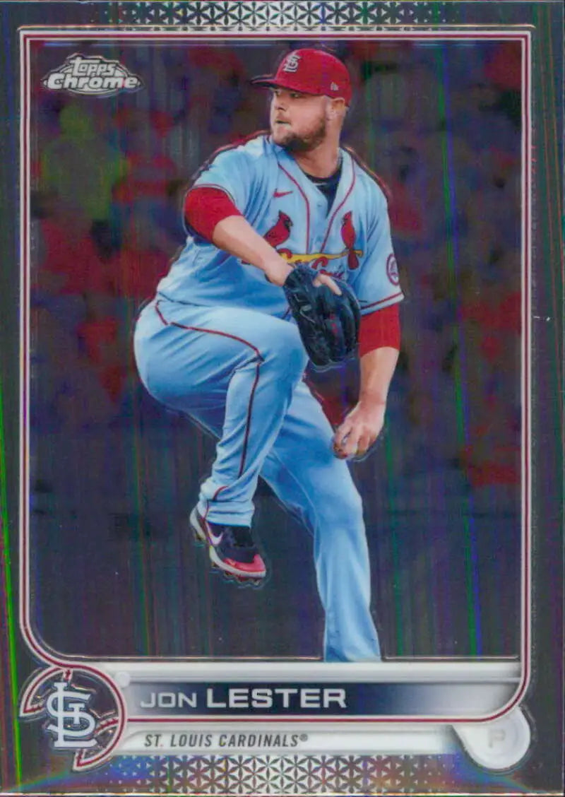 Chrome-finish Jon Lester baseball card showcasing the St. Louis Cardinals pitcher