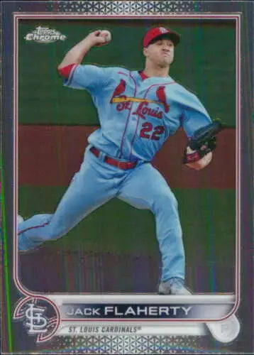 Jack Flaherty baseball card from 2022 Topps Chrome featuring original gloss finish