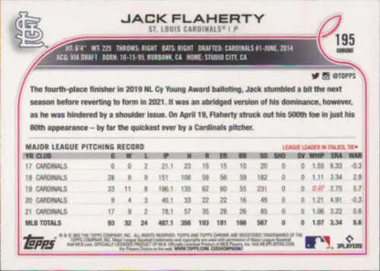 Jack Flaherty 2022 Topps Chrome baseball card with original gloss finish NM-MT