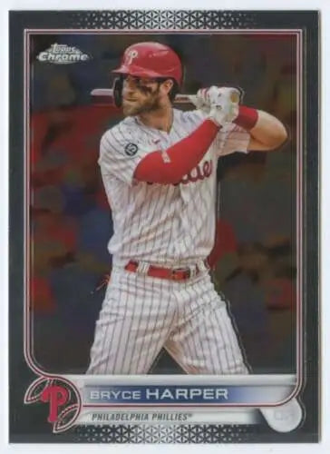 Bryce Harper baseball card from 2022 Topps Chrome with original gloss NM-MT Phillies