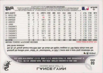 Baseball card reverse of 2022 Topps Chrome #60 Lance Lynn featuring original gloss