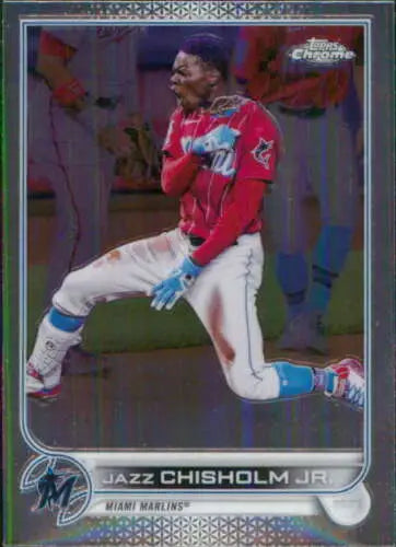 2022 Topps Chrome #91 Jazz Chisholm Jr. baseball card with original gloss from Marlins