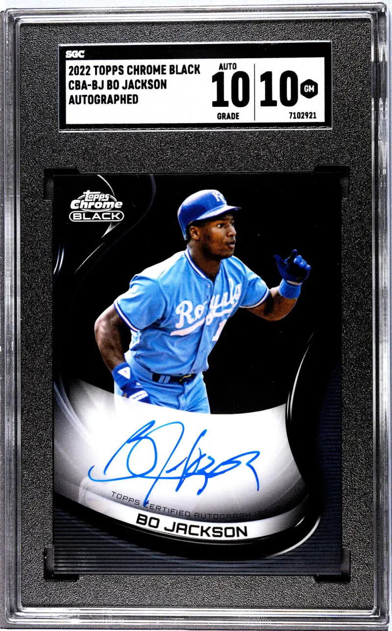 Graded Topps Chrome Black Bo Jackson Auto Kansas City Royals Baseball Card SGC 10