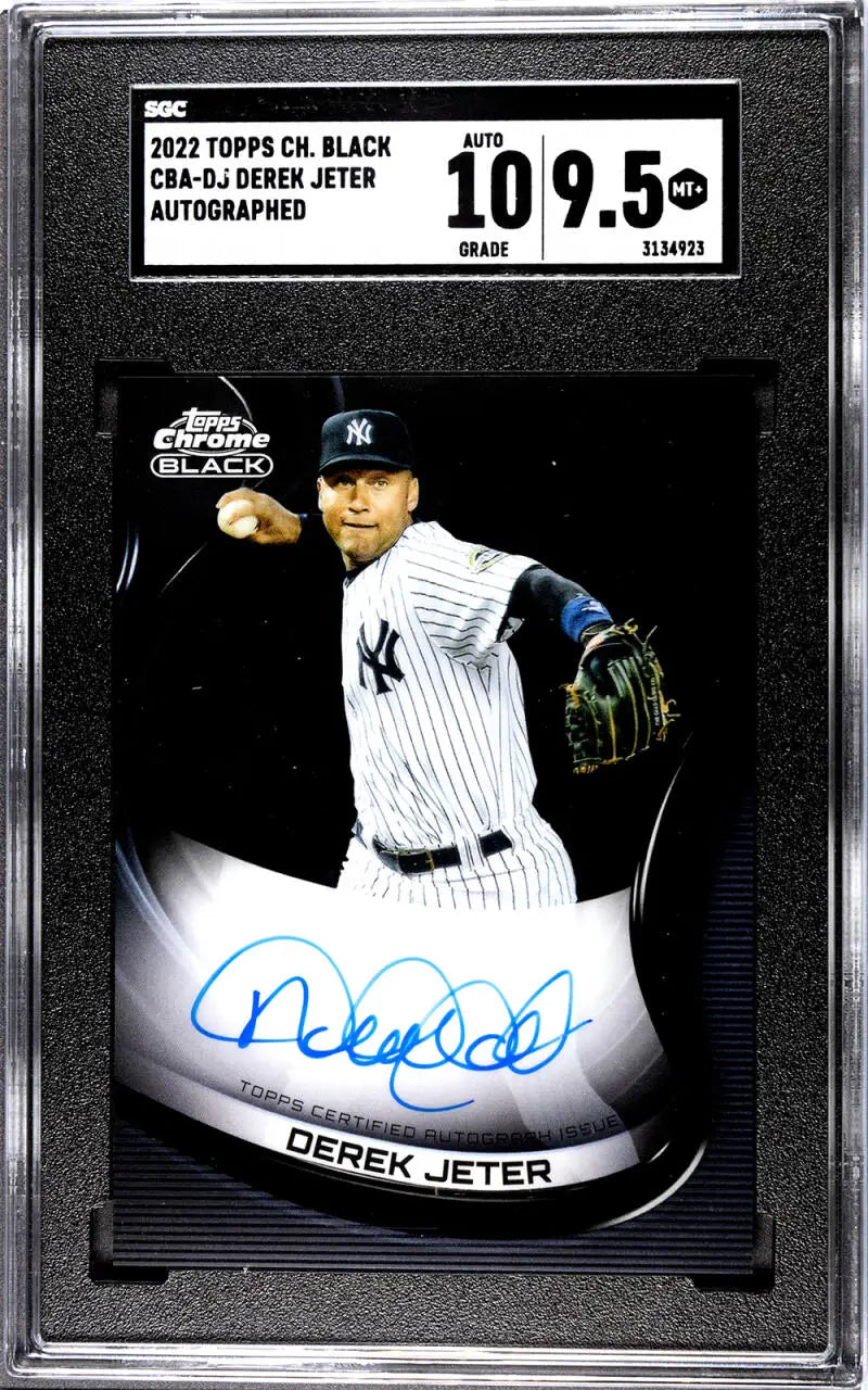 Graded 2022 Topps Chrome Black Derek Jeter Autographed Yankees Baseball Card SGC 9.5 Mint+