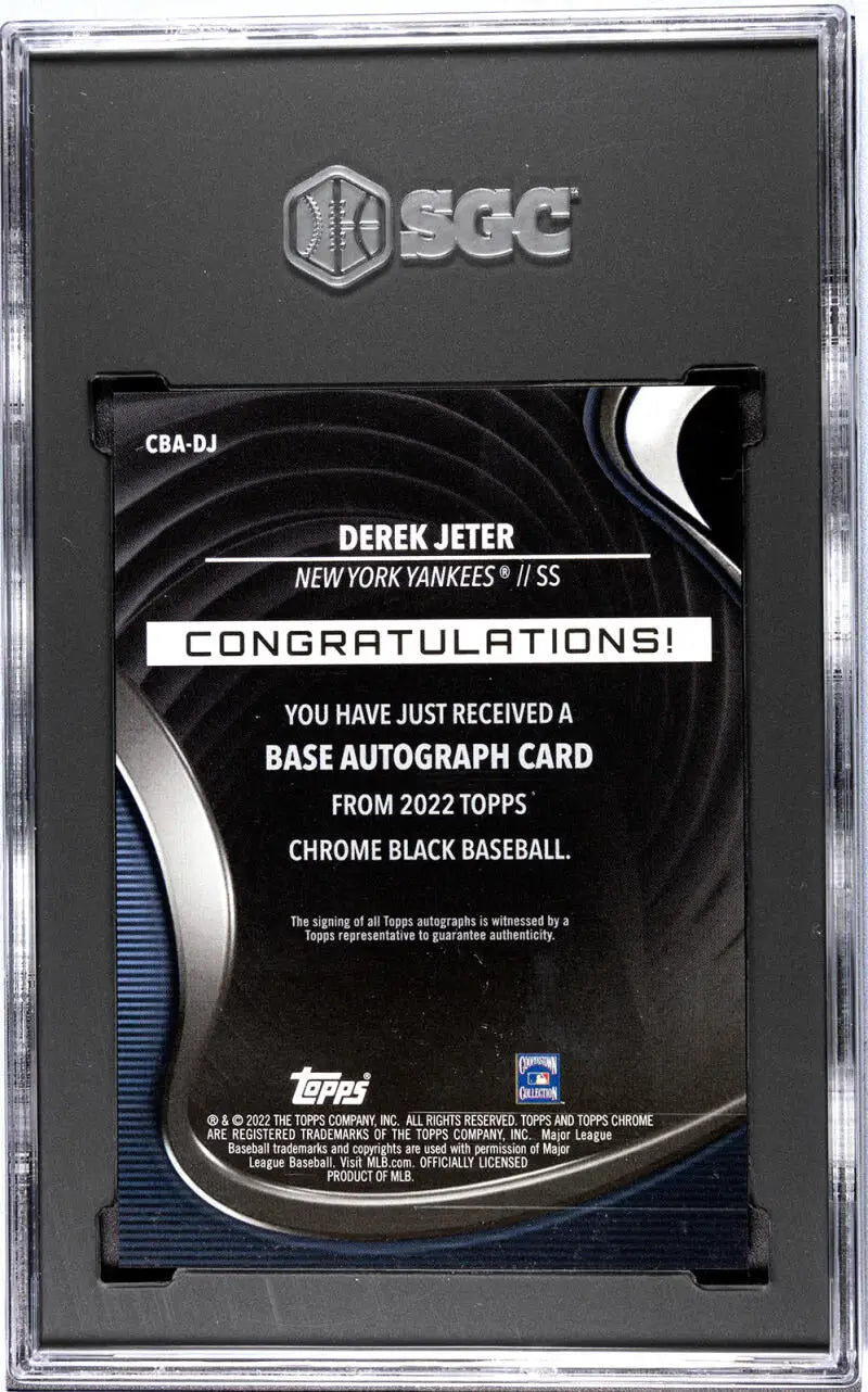 SGC-graded Topps Chrome Black Derek Jeter Auto card for New York Yankees collectors