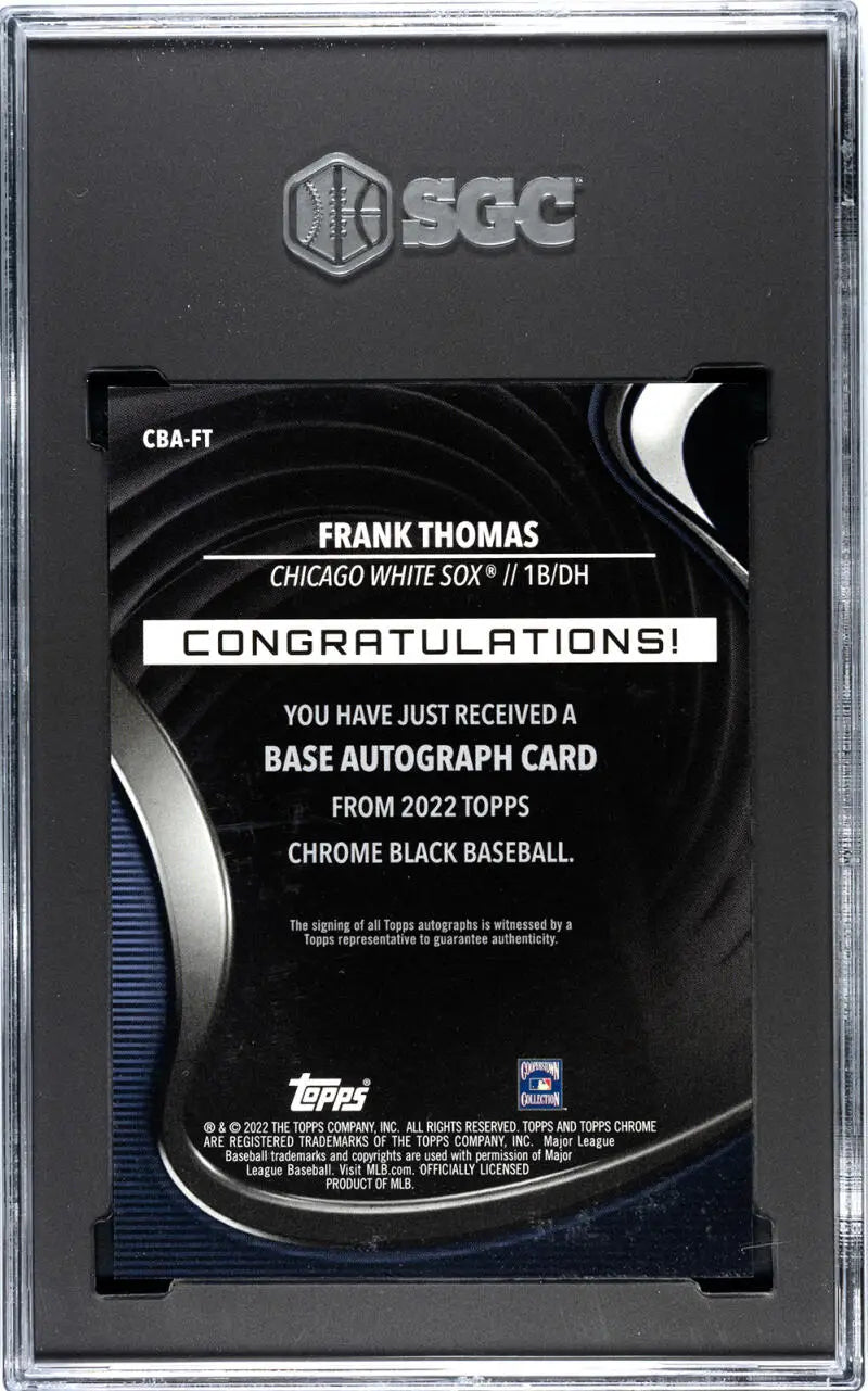 SGC-graded 2022 Topps Chrome Black Frank Thomas Auto Chicago White Sox Baseball Card