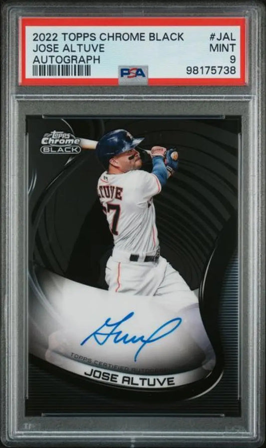 PSA 9 MINT Jose Altuve autographed 2022 Topps Chrome Black Houston Astros card