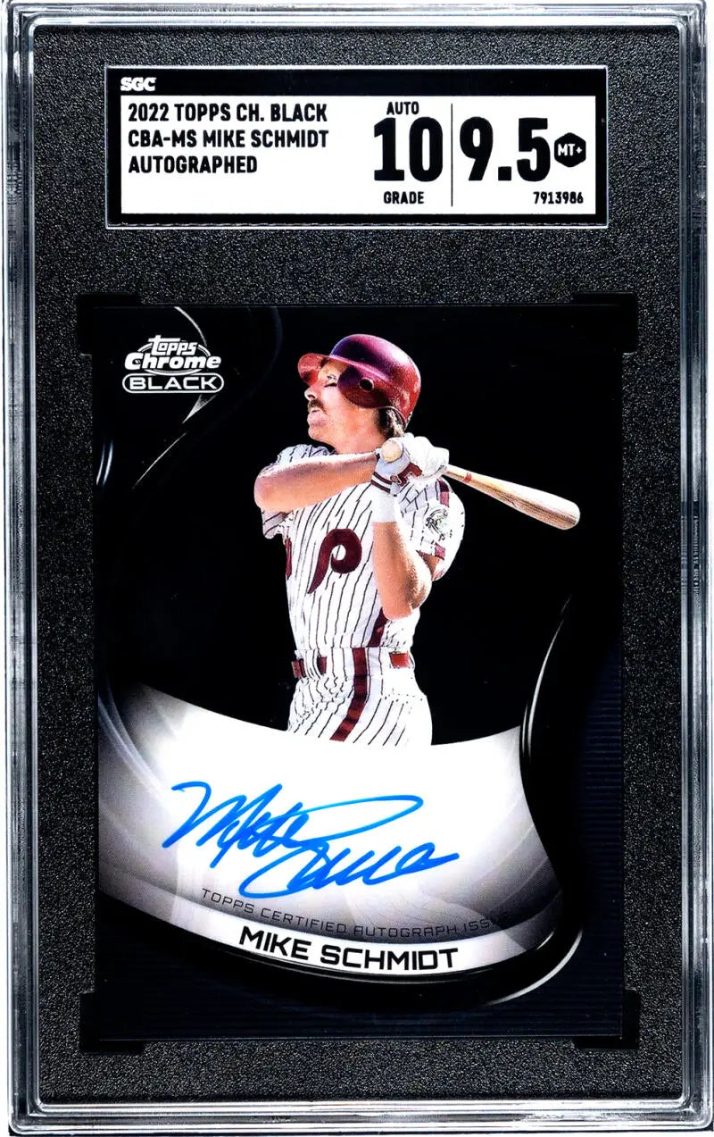 Graded Topps Chrome Black Mike Schmidt Autographed Baseball Card Philadelphia Phillies