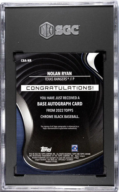 SGC-graded Topps Chrome Black Nolan Ryan autograph redemption card Texas Rangers 7/25