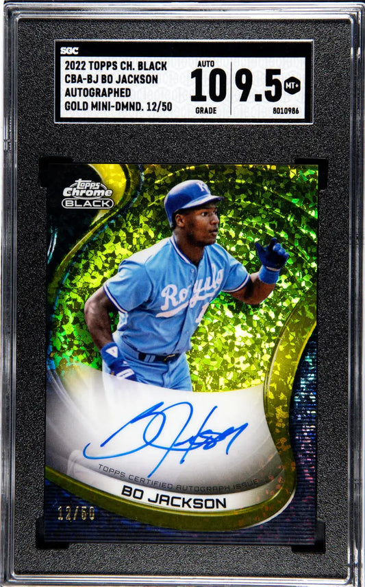 Graded Kansas City Royals 2022 Topps Chrome Black Refractor Gold Mini-Diamond Bo Jackson Auto