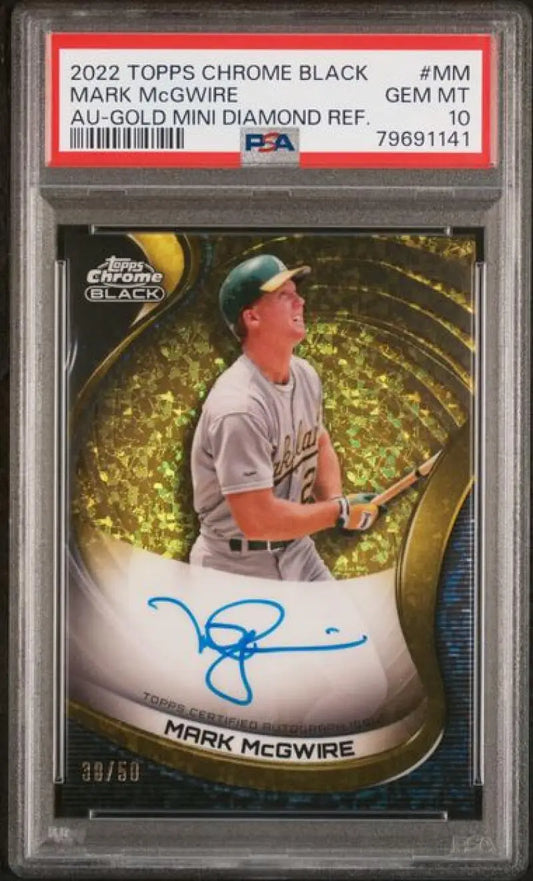 PSA 10 GEM MINT Mark McGwire 2022 Topps Chrome Black Auto Oakland Athletics Card