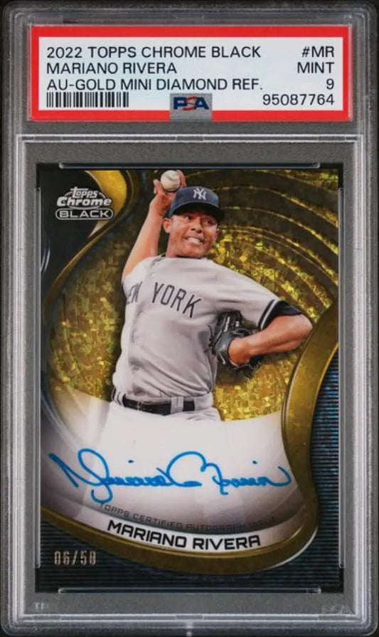 PSA 9 MINT 2022 Topps Chrome Black Refractor Gold Mariano Rivera autograph baseball card