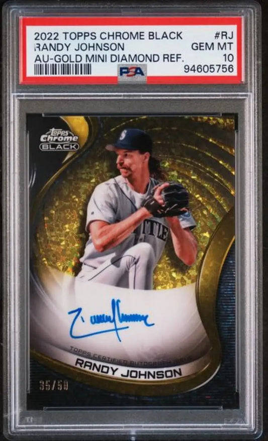 PSA 10 GEM MINT Randy Johnson autographed Topps Chrome Black card Seattle Mariners