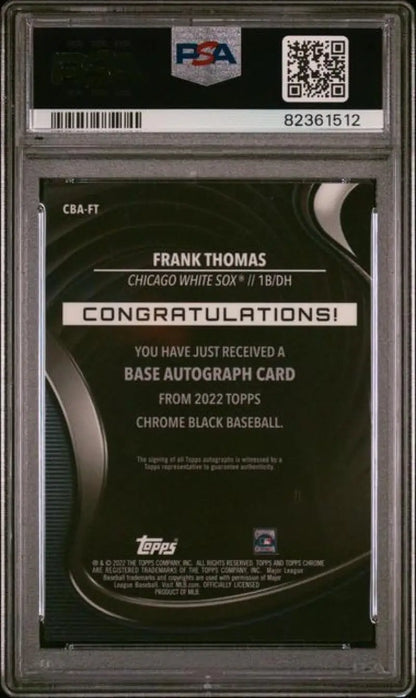 PSA-graded Topps Chrome Black Frank Thomas autograph card for Chicago White Sox collectors