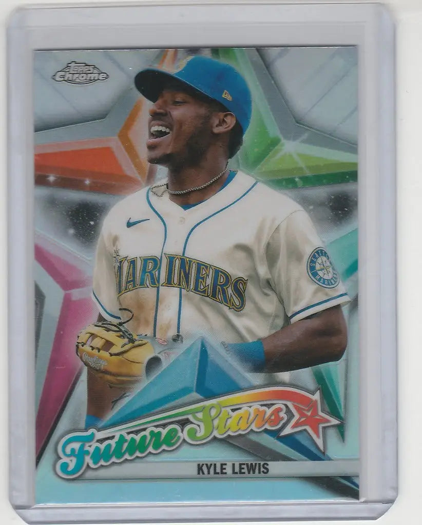 Baseball card of Kyle Lewis from 2022 Topps Chrome Future Stars FS14 Seattle Mariners