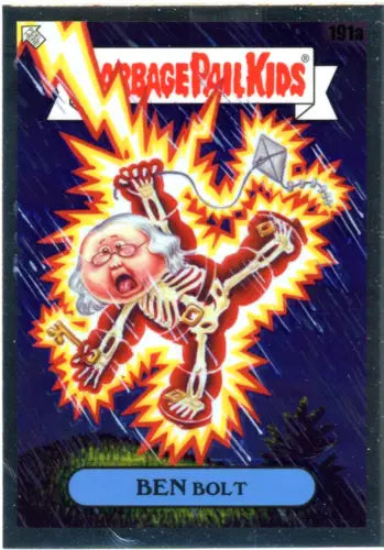 Topps Chrome Garbage Pail Kids card of Ben Bolt with lightning effects