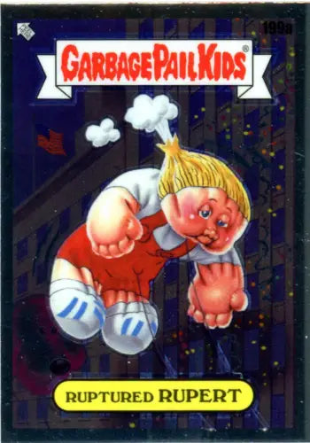 Garbage Pail Kids trading card featuring Ruptured Rupert cartoon character split in half