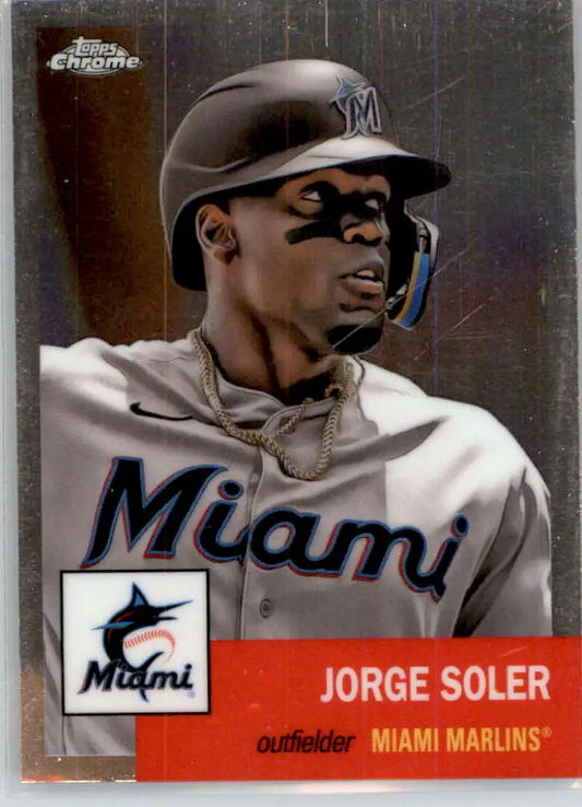 Jorge Soler Miami Marlins outfielder trading card Topps Chrome Platinum 2022