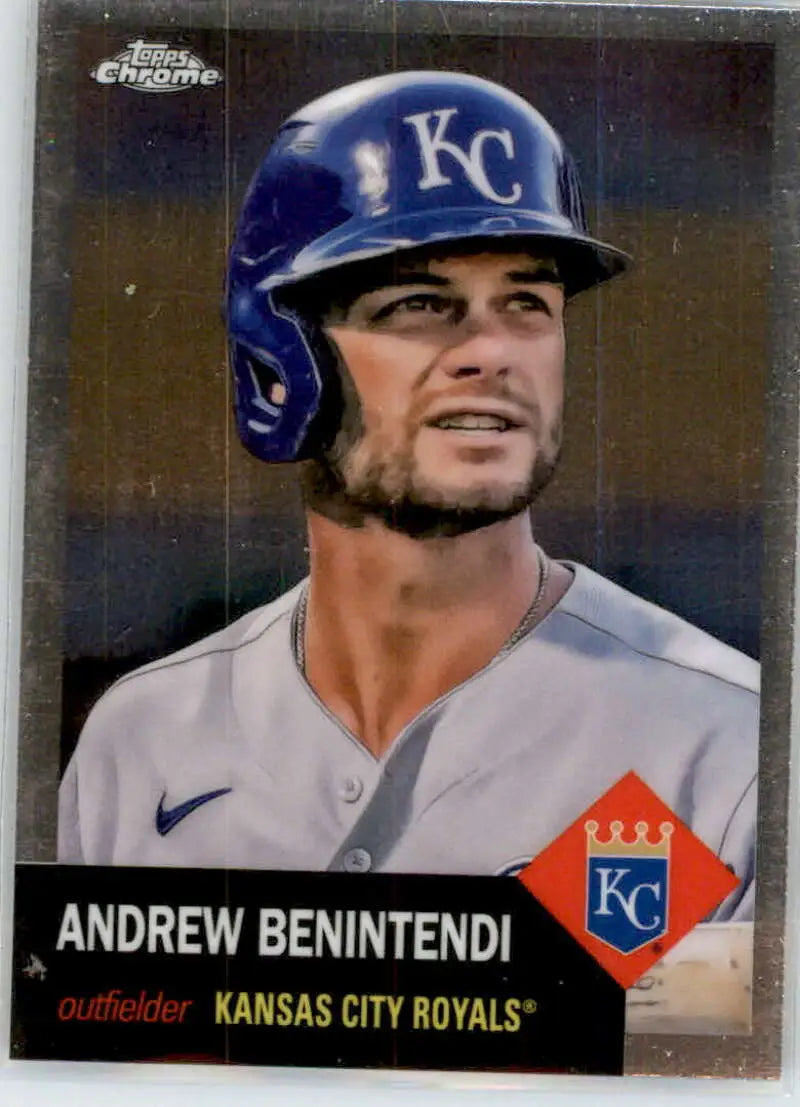 Andrew Benintendi baseball card featuring Kansas City Royals player in batting gear