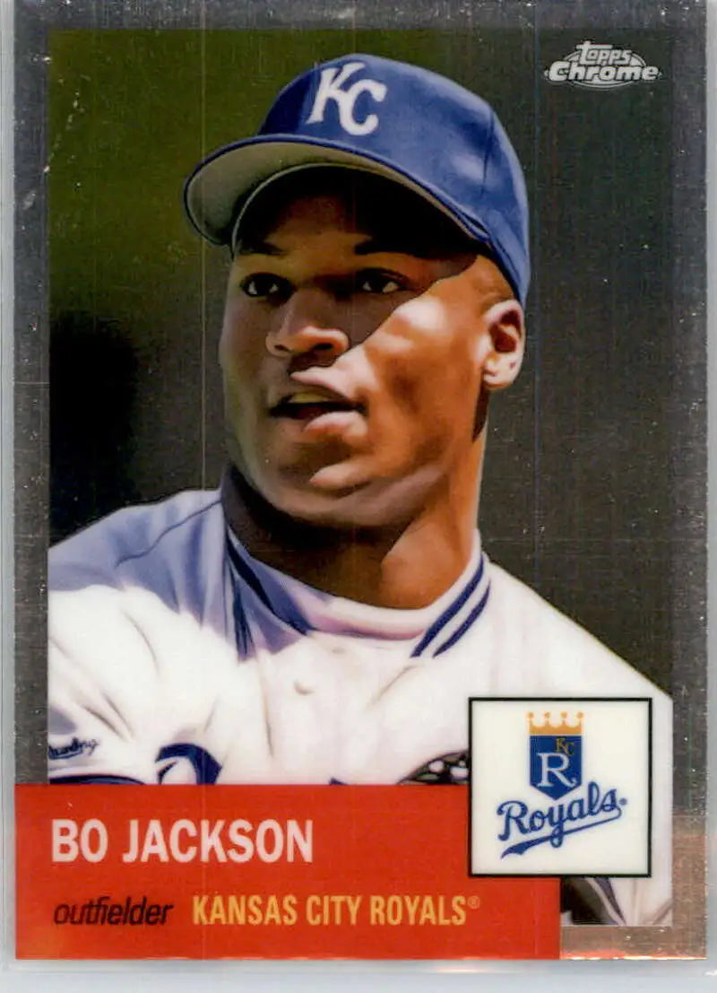 Bo Jackson Kansas City Royals baseball card from 2022 Topps Chrome Platinum Anniversary