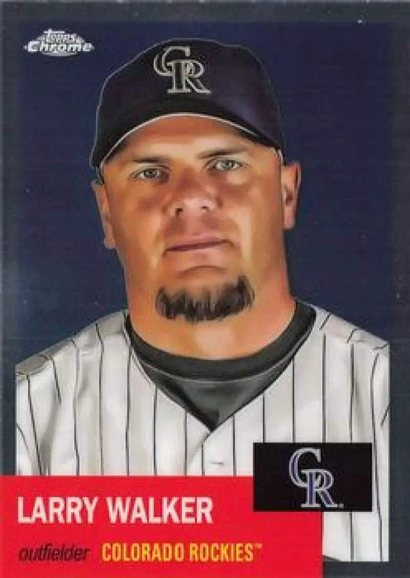 Larry Walker baseball card in Colorado Rockies uniform from Topps Chrome Platinum series