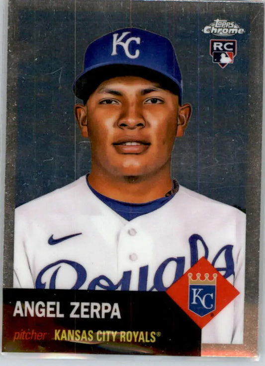 Kansas City Royals Angel Zerpa baseball card in blue cap and white uniform