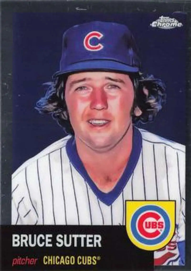 Chicago Cubs pitcher in blue cap on 2022 Topps Chrome Platinum Anniversary card