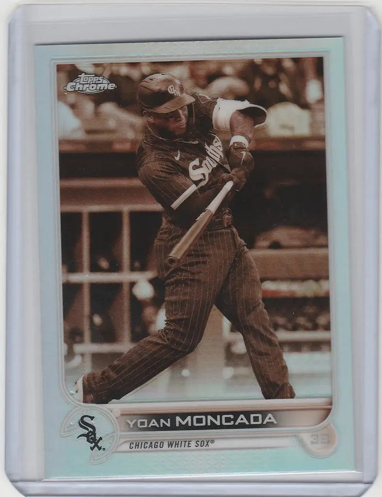 Yoan Moncada mid-swing on 2022 Topps Chrome Sepia Chicago White Sox baseball card