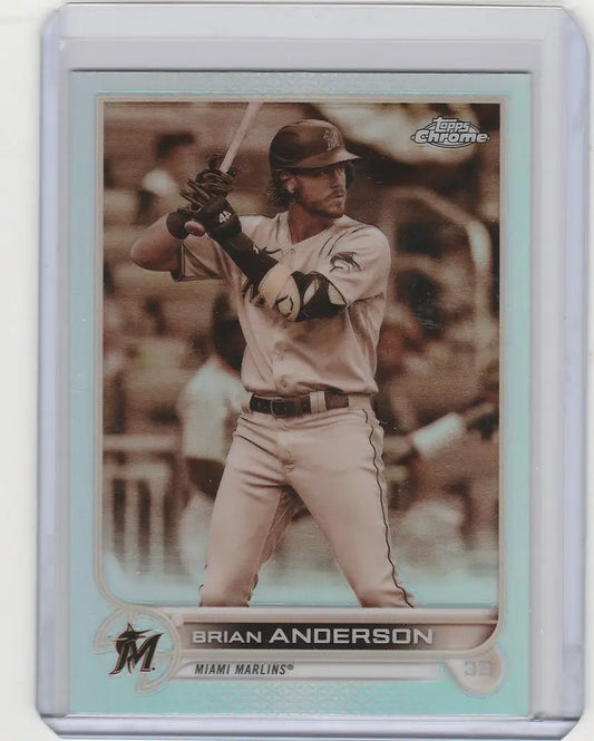 Baseball trading card of Brian Anderson in batting stance, Topps Chrome Sepia