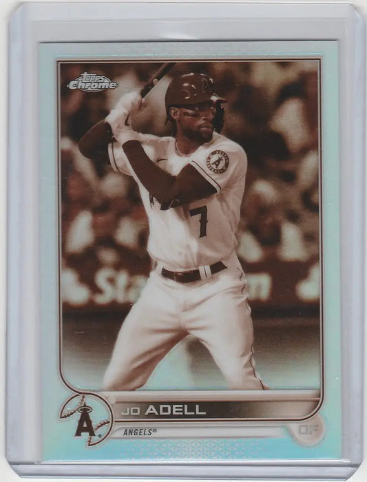 Topps Chrome Sepia card of Jo Adell in batting stance for Los Angeles Angels