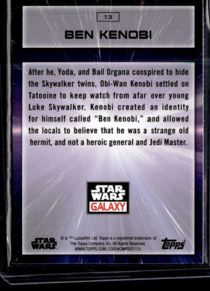 Ben Kenobi card showcasing his backstory from Star Wars Galaxy series 2022 Topps Chrome