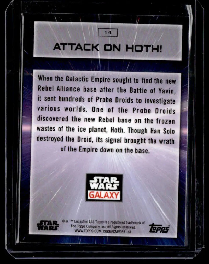 Star Wars trading card from Topps Chrome Star featuring Attack on Hoth battle details