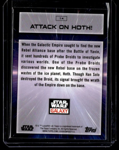 Star Wars trading card from Topps Chrome Star featuring Attack on Hoth battle details