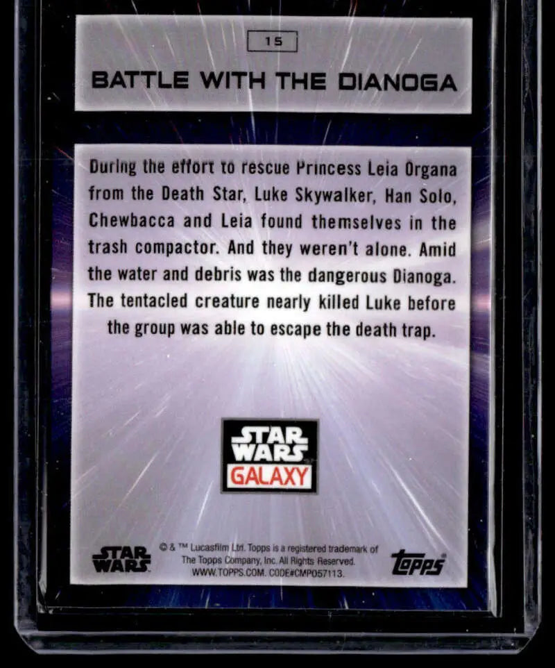 Trading card showcasing Dianoga creature from Star Wars Galaxy series by Topps Chrome