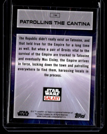 Star Wars Galaxy trading card featuring patrolling a cantina on Tatooine