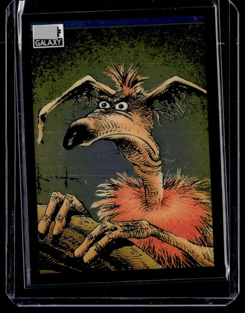 Bizarre cartoon bird with spiky hair in a tutu from Topps Chrome Star Wars Galaxy