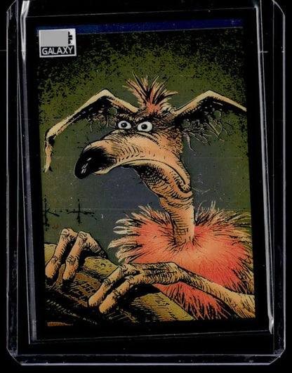 Bizarre cartoon bird with spiky hair in a tutu from Topps Chrome Star Wars Galaxy