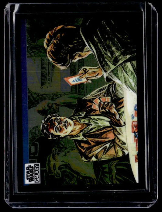 Trading card of Rebel soldier in camouflage poncho from Star Wars Galaxy