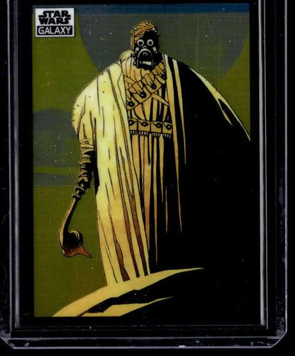 Stylized trading card of a Tusken Raider from Star Wars Galaxy in desert robes