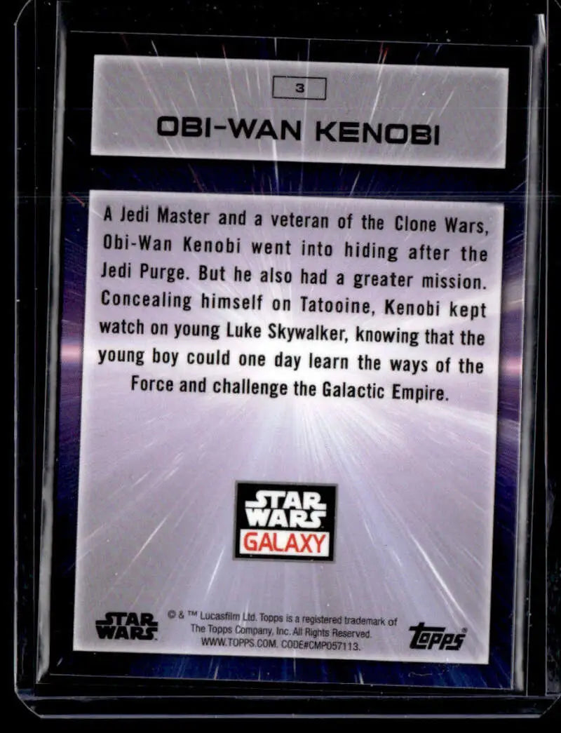 Trading card of Obi-Wan Kenobi from Star Wars in Topps Chrome Star series