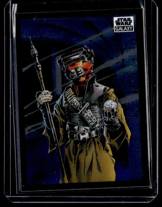 Star Wars trading card of a Tusken Raider with gaffi stick from Star Wars Galaxy series