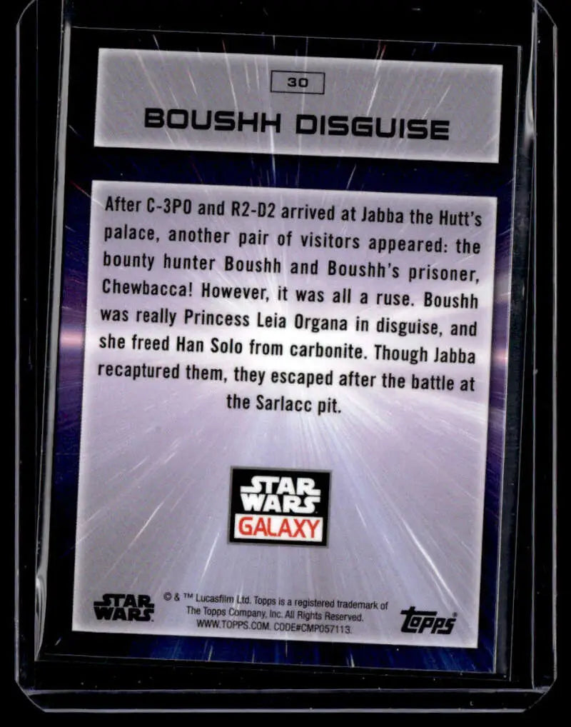 Trading card of Boushh’s disguise from Star Wars Galaxy 2022 Topps Chrome series