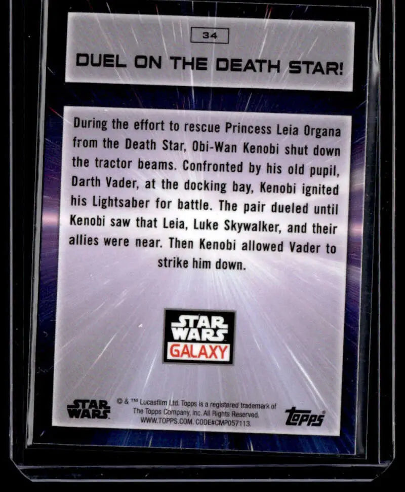 Topps Chrome Star Wars card depicting a lightsaber duel on the Death Star